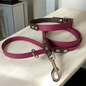   Biothane kutya nyakörv-póráz szett Bordó-barna (többféle szélesség)