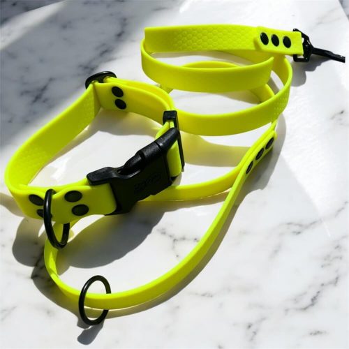 Hexa nyakörv + póráz szett Neon Sárga 20mm (műanyag csatos)
