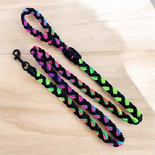 Lapos Paracord kutya póráz Rainbow színek