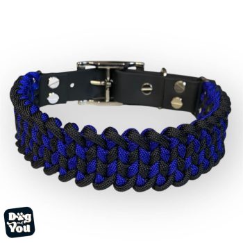 Duci paracord kutya nyakörv Fekete- Electric Kék