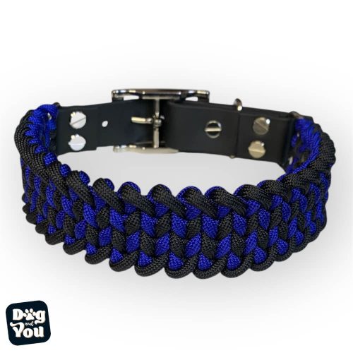 Duci paracord kutya nyakörv Fekete- Electric Kék