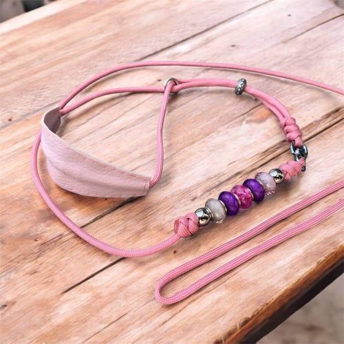 Paracord-felvezeto-poraz-4mm-egyedifelvezetoporaz-rozsaszinszinu-showlead-dogshow-kutyakiallitas-nyakemeloskutyaporaz-kutyaporaz