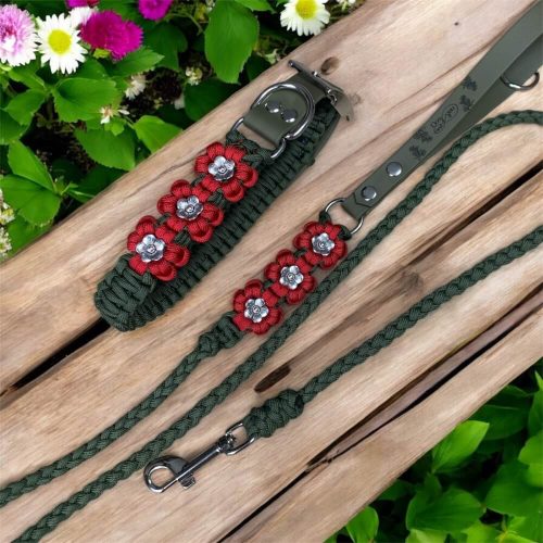 paracord-nyakorv-poraz-pirosvirag-fonottnyakorv-fonottporaz-kutyanyakorv-kutyaporaz-szett