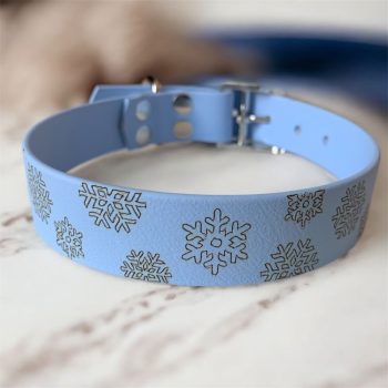 BioThane® kutya nyakörv Polar kék Hópihe mintás 19 mm