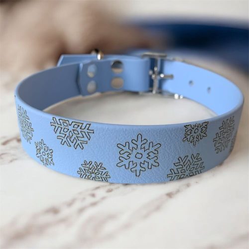 BioThane® kutya nyakörv Polar kék Hópihe mintás 19 mm
