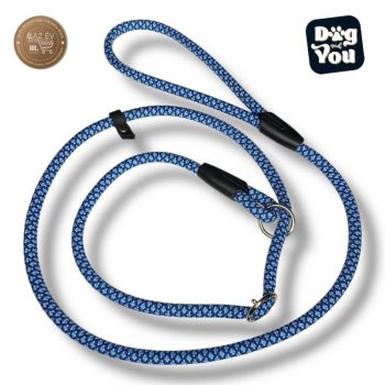   Retriver kötélpóráz kék mintás 8 mm (műanyag díszelkötéssel)